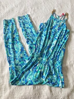 Lilly Pulitzer Turquoise, Blue & Pink Chain-Accent Dress